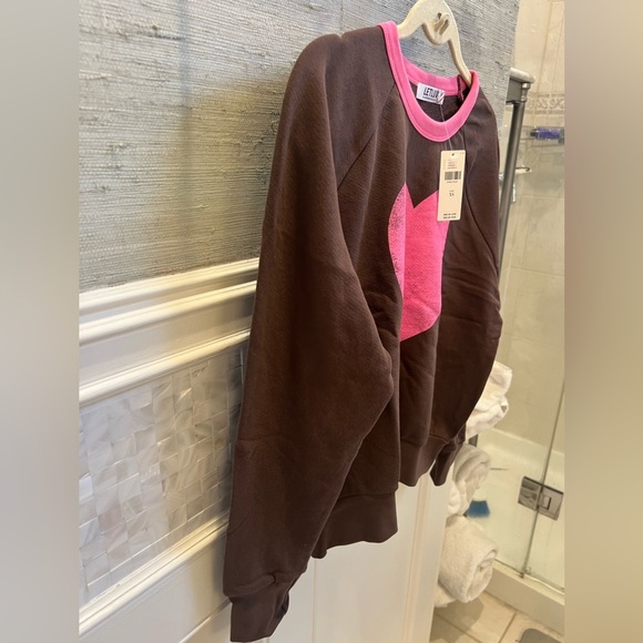 NWT new Anthropologie letluv heart lightweight sweatshirt XS brown pink - Picture 8 of 16